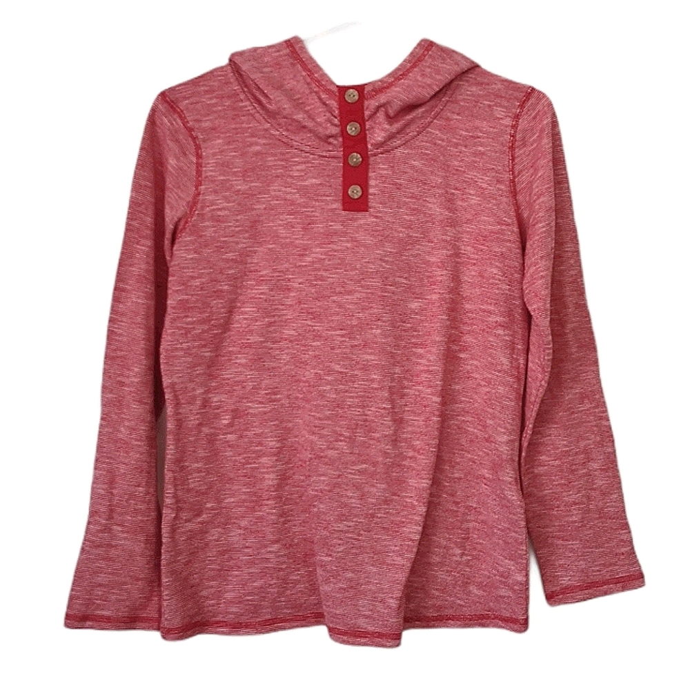 Simon's red tricolor funnel-neck hooded sweatshirt
